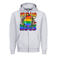 Heather Grey free dad hugs Zipper Hoodie - Zillion Design Studio