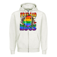 Oatmeal Heather free dad hugs Zipper Hoodie - Zillion Design Studio
