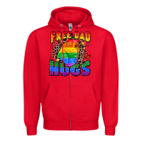 Red free dad hugs Zipper Hoodie - Zillion Design Studio