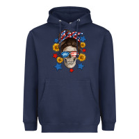 Navy American mom skull Heavyweight Hoodie - Neo Western