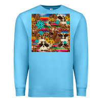 Ocean Blue western sunflower bucket cow seamless pattern Premium Sweatshirt - HRA Design Shop