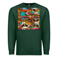 Sports Green western sunflower bucket cow seamless pattern Premium Sweatshirt - HRA Design Shop
