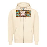 Sandshell Heifer With Sunflower And Serape Zipper Hoodie - RanaPortraitStore