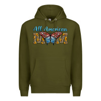 Army Green all american mom american flag butterfly Premium Hoodie - LillyAllenDesigns