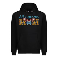 Black all american mom american flag butterfly Premium Hoodie - LillyAllenDesigns