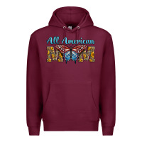 Burgundy all american mom american flag butterfly Premium Hoodie - LillyAllenDesigns