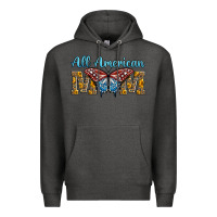 Charcoal Heather all american mom american flag butterfly Premium Hoodie - LillyAllenDesigns