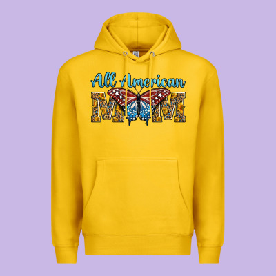 All American Mom American Flag Butterfly Premium Hoodie Designed By Lillyallendesigns
