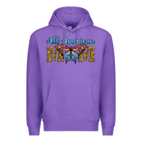 Purple all american mom american flag butterfly Premium Hoodie - LillyAllenDesigns