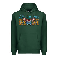 Sports Green all american mom american flag butterfly Premium Hoodie - LillyAllenDesigns