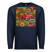 Navy western farm truck seamless pattern Premium Sweatshirt - HRA Design Shop