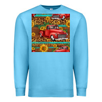 Ocean Blue western farm truck seamless pattern Premium Sweatshirt - HRA Design Shop