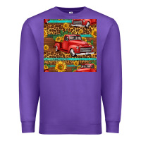 Purple western farm truck seamless pattern Premium Sweatshirt - HRA Design Shop