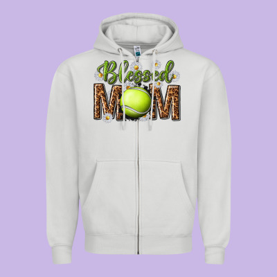Zipper Hoodie blessed mom with tennis and daisy