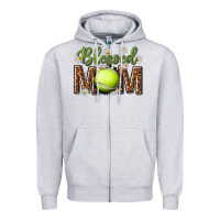 Heather Grey blessed mom with tennis and daisy Zipper Hoodie - texasbilliewilder