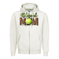 Oatmeal Heather blessed mom with tennis and daisy Zipper Hoodie - texasbilliewilder