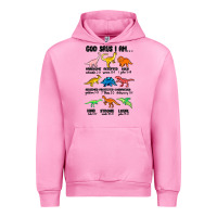 Fuchsia Pink god says i am dinosaurs handsome Urban Hoodie - MaliasSmallBusiness