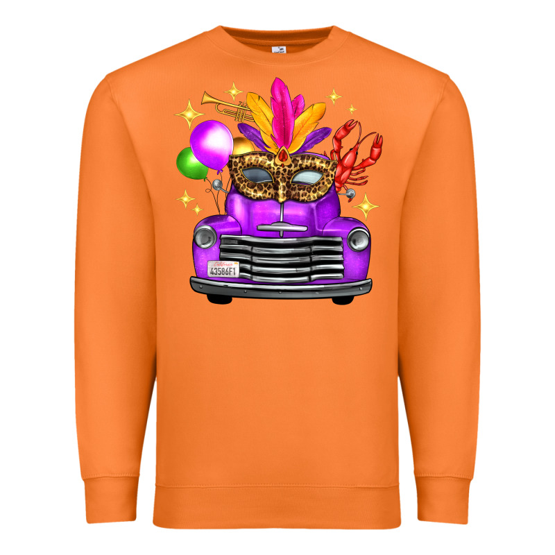 Mardi Gras Truck Leopard Mask Premium Sweatshirt by FaDigitalArtStudio | Teevron