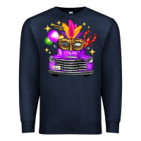 Navy mardi gras truck leopard mask Premium Sweatshirt - FaDigitalArtStudio