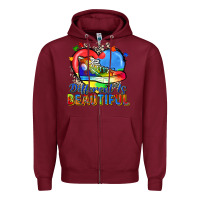 Burgundy different is beautiful Zipper Hoodie - Zillion Design Studio