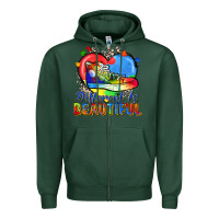 Sports Green different is beautiful Zipper Hoodie - Zillion Design Studio