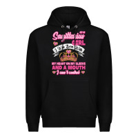 Black As A Sagittarius Girl I Was Born With My Heart On My Sleeve And  Mouth Premium Hoodie - Jasminsmagicworld