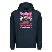 Navy As A Sagittarius Girl I Was Born With My Heart On My Sleeve And  Mouth Premium Hoodie - Jasminsmagicworld