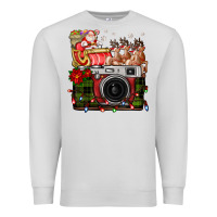 Dove Grey Christmas Santa Vintage Camera Premium Sweatshirt - FaDigitalArtStudio