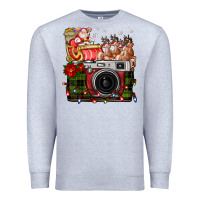 Heather Grey Christmas Santa Vintage Camera Premium Sweatshirt - FaDigitalArtStudio