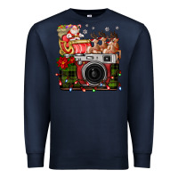 Navy Christmas Santa Vintage Camera Premium Sweatshirt - FaDigitalArtStudio