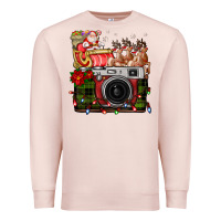 Pale Pink Christmas Santa Vintage Camera Premium Sweatshirt - FaDigitalArtStudio
