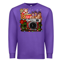 Purple Christmas Santa Vintage Camera Premium Sweatshirt - FaDigitalArtStudio