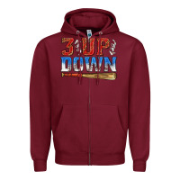 Burgundy 3 up 3 down baseball Zipper Hoodie - texasbilliewilder