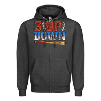 Charcoal Heather 3 up 3 down baseball Zipper Hoodie - texasbilliewilder