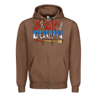 Chestnut 3 up 3 down baseball Zipper Hoodie - texasbilliewilder