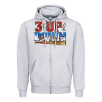 Heather Grey 3 up 3 down baseball Zipper Hoodie - texasbilliewilder