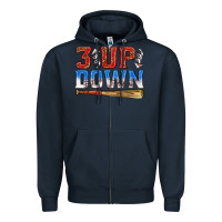 Navy 3 up 3 down baseball Zipper Hoodie - texasbilliewilder