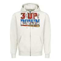 Oatmeal Heather 3 up 3 down baseball Zipper Hoodie - texasbilliewilder