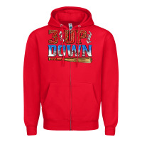 Red 3 up 3 down baseball Zipper Hoodie - texasbilliewilder