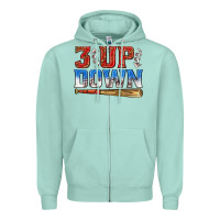 Seafoam 3 up 3 down baseball Zipper Hoodie - texasbilliewilder