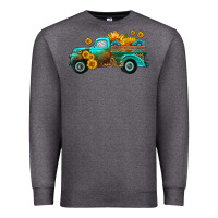 Charcoal Heather farm truck with sunflower Premium Sweatshirt - HRA Design Shop