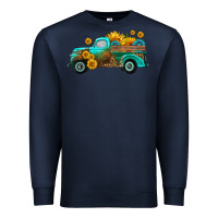 Navy farm truck with sunflower Premium Sweatshirt - HRA Design Shop