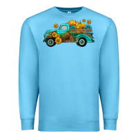 Ocean Blue farm truck with sunflower Premium Sweatshirt - HRA Design Shop