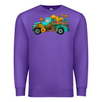 Purple farm truck with sunflower Premium Sweatshirt - HRA Design Shop