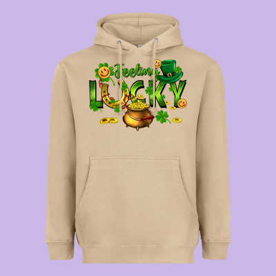 Feeling Lucky Heavyweight Hoodie Designed By Fadigitalartstudio
