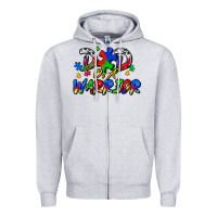 Heather Grey dad of a warrior Zipper Hoodie - Zillion Design Studio