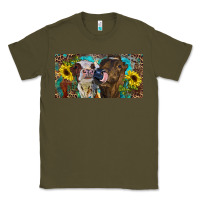 Army Green Heifers With Sunflowers And Leopard Classic Tee - RanaPortraitStore