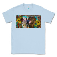 Dusty Blue Heifers With Sunflowers And Leopard Classic Tee - RanaPortraitStore