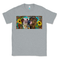 Heather Grey Heifers With Sunflowers And Leopard Classic Tee - RanaPortraitStore