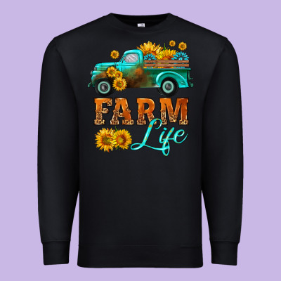 Farm Truck  Farm Life With Sunflower Premium Sweatshirt Designed By Hra Design Shop
